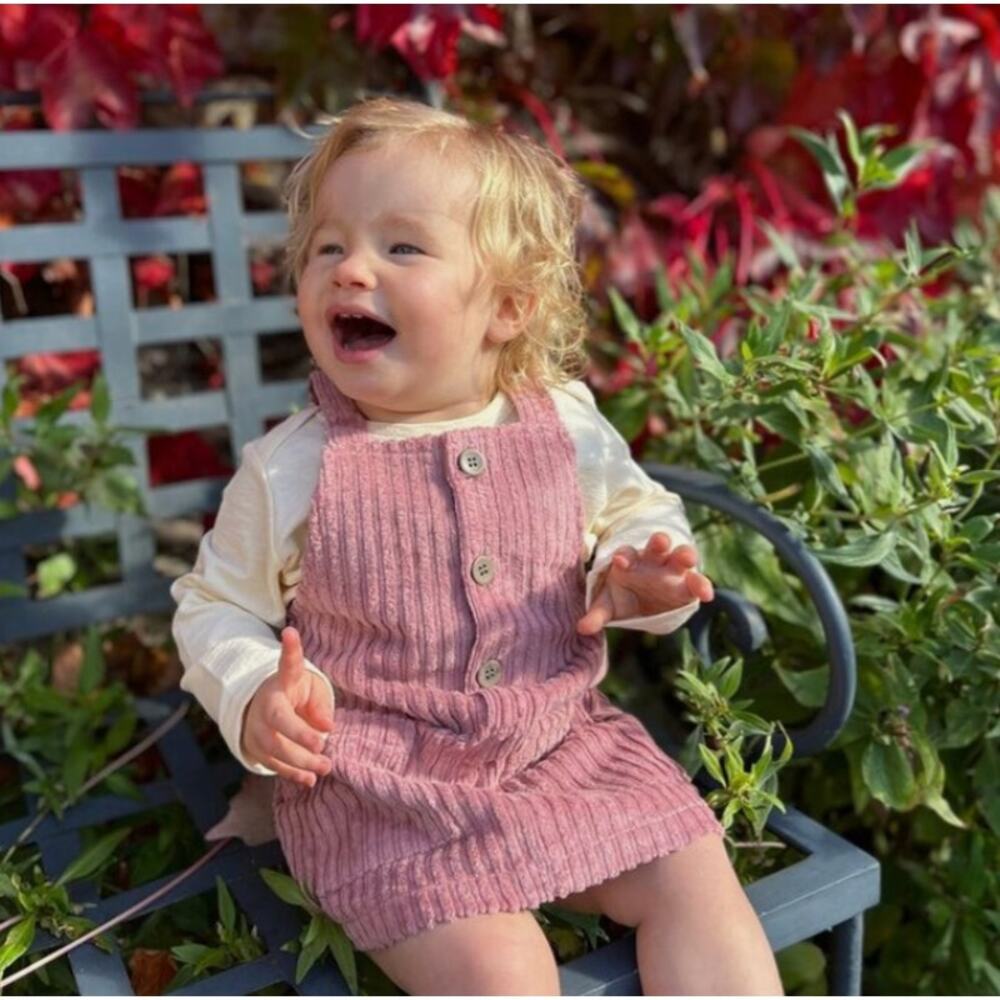 Ettie + H Pink Front Pocket Button Up Corduroy Benneth Dress Girls 3 Years